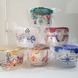 Holiday food storage containers (6 total).